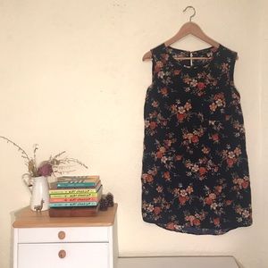 Navy Blue Floral Tank Dress